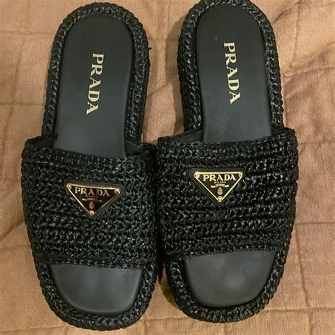 prada rattan slides|Prada sandals for sale.